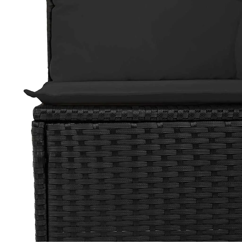 Garden Sofa Set 10 Piece Black Poly Rattan Outdoor Furniture with Cushions