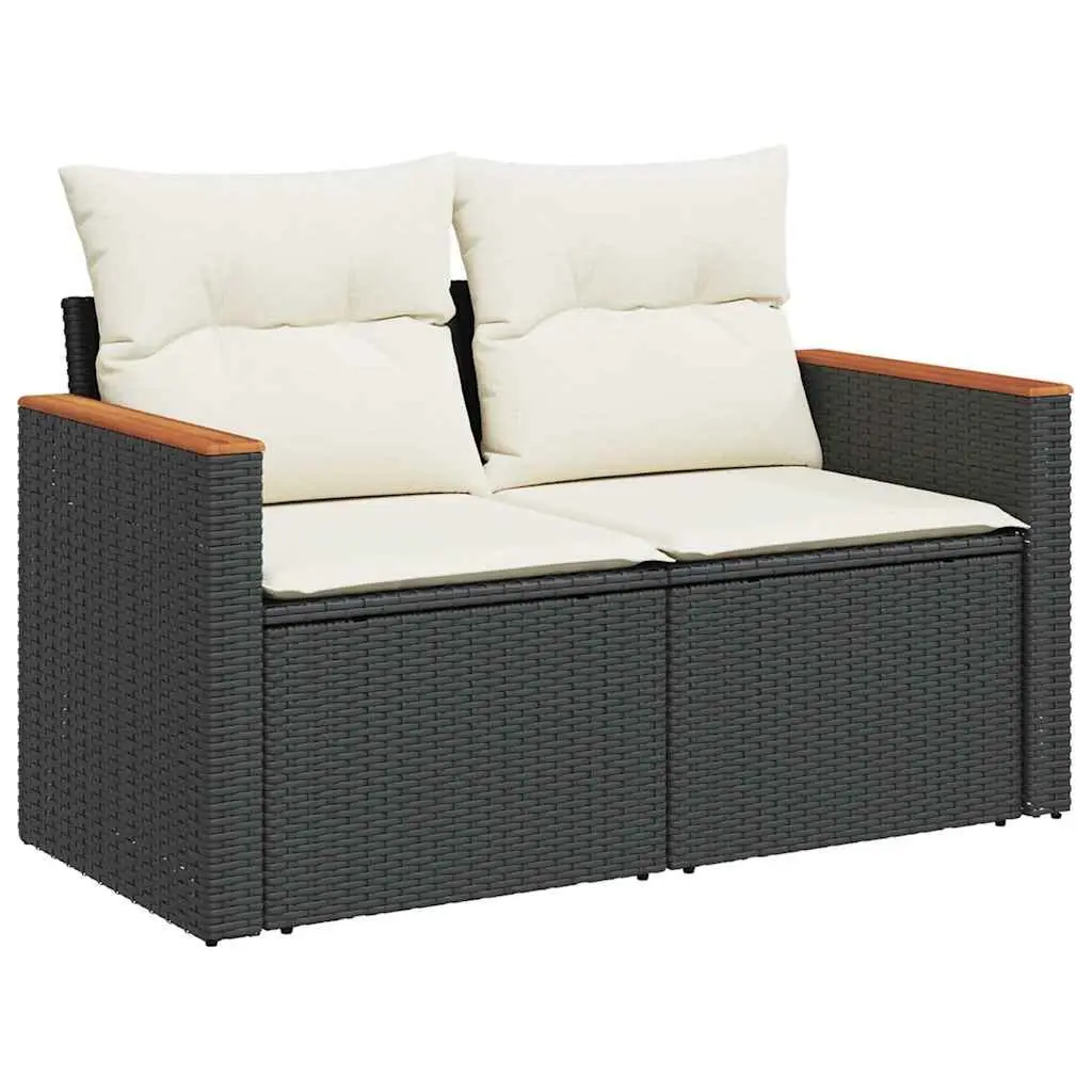 Garden Sofa Set Black 10 Piece Outdoor Furniture Poly Rattan with Cushions