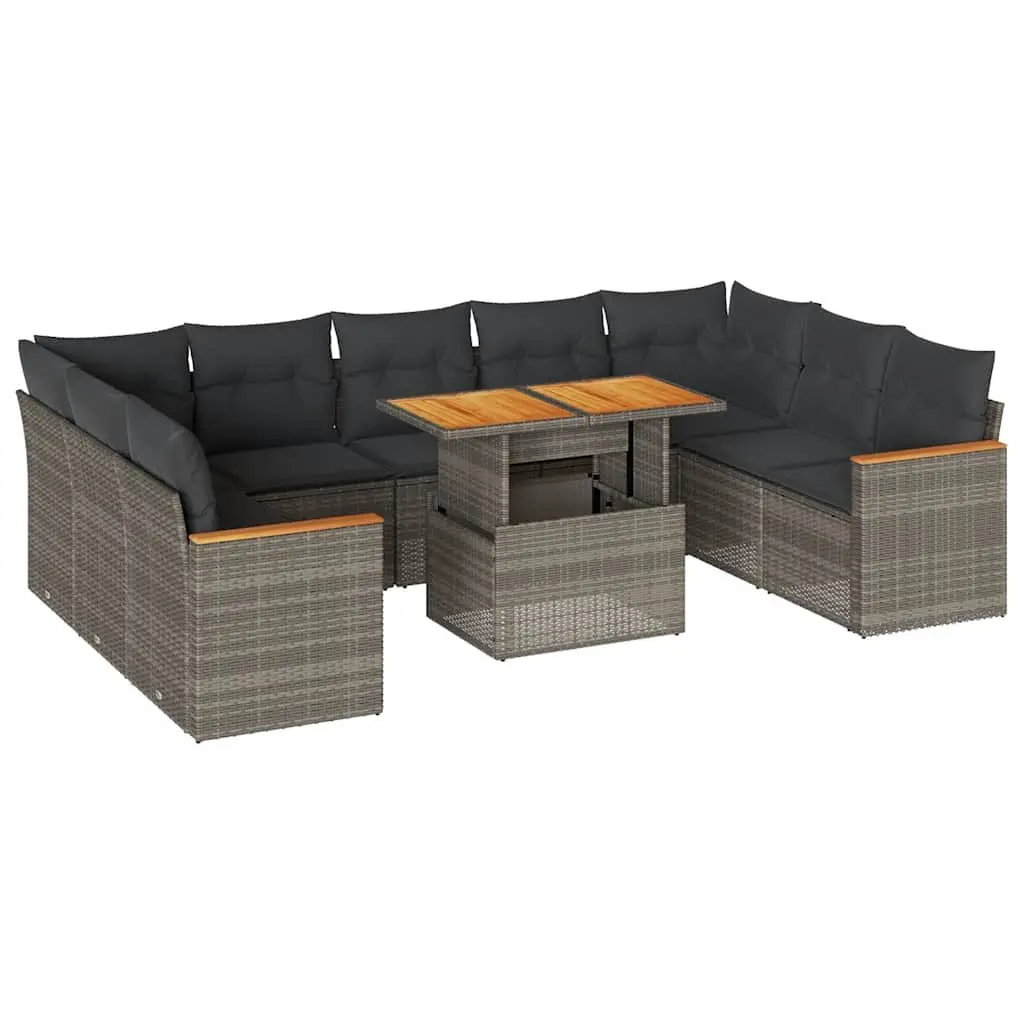 Garden Sofa Set 10 Piece Outdoor Furniture Patio Lounge Grey Modular Sectional