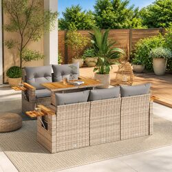 Concise 6-Piece Garden Sofa Set with Comfortable Cushions