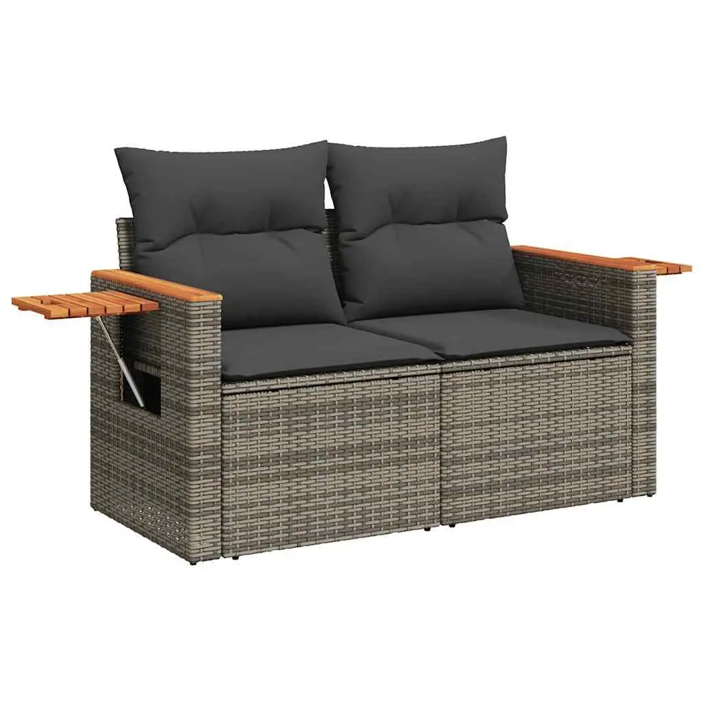 7 Piece Garden Sofa Set Grey Poly Rattan Outdoor Furniture Patio Lounge with