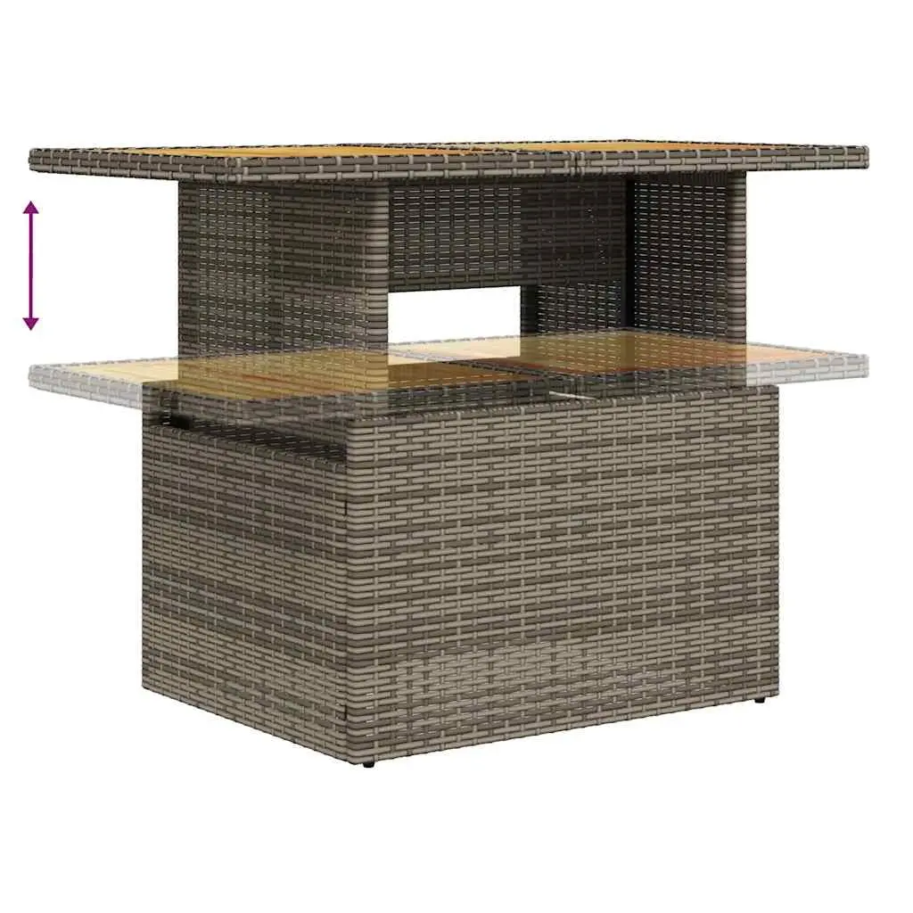Grey Poly Rattan Outdoor 7 Piece Garden Sofa Set with Cushions and Foldable Side Table Featuring Under Seat Storage