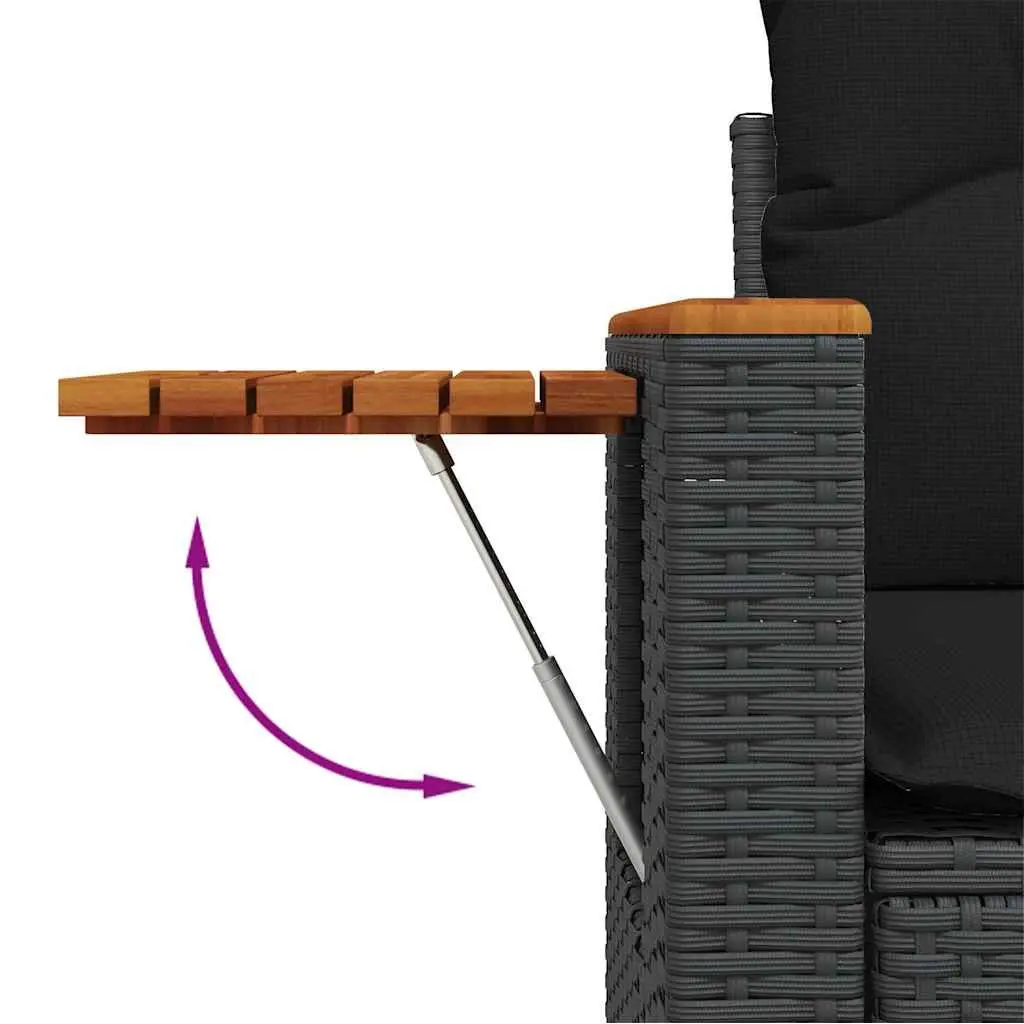 5 Piece Garden Sofa Set Black Poly Rattan Outdoor Furniture with Storage