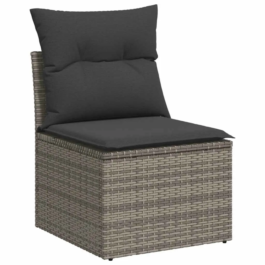 5 Piece Outdoor Sofa Set Grey Rattan Garden Furniture with Cushions and Storage Bags