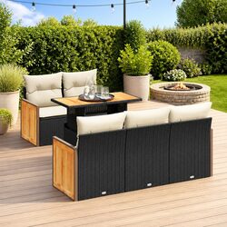 Stylish 6 Piece Black Rattan Sofa Set for Your Outdoors