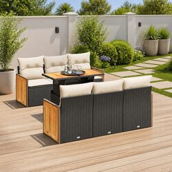 Concise 7 Piece Garden Sofa Set with Cushions