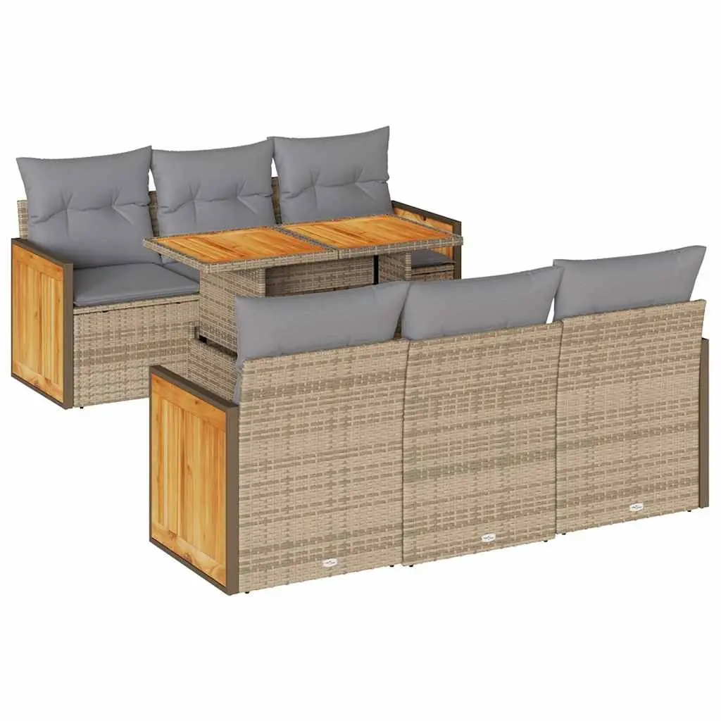 7 Piece Garden Sofa Set with Storage Beige Outdoor Furniture Patio Lounge