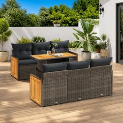 7 Piece Garden Sofa Set with Grey Cushions