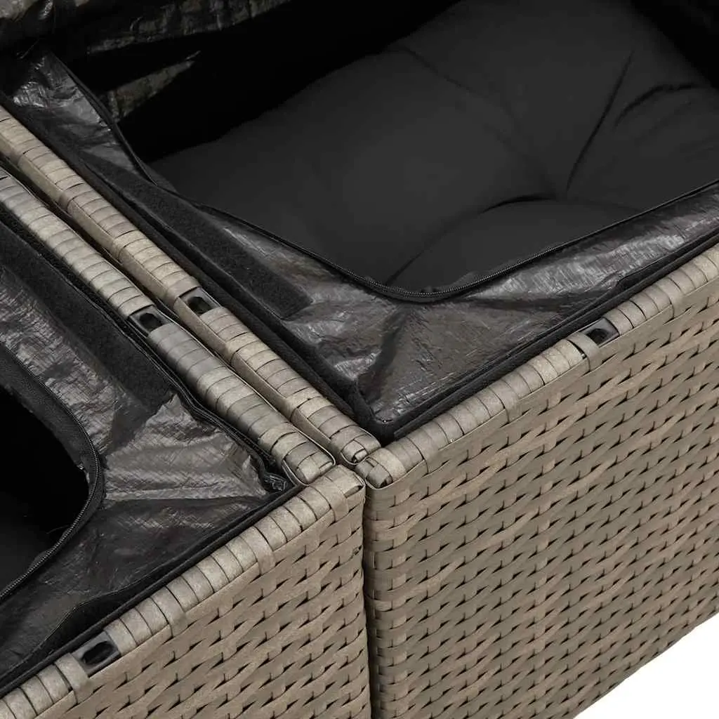 7 Piece Garden Sofa Set with Storage Cushions Grey Outdoor Patio Furniture