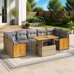 Garden Sofa Set 8 Piece Outdoor Furniture Patio Beige Modular Cushions Storage
