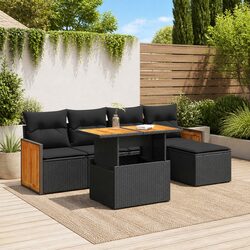 Compact and Modern 6-Piece Outdoor Sofa Set with Cushions