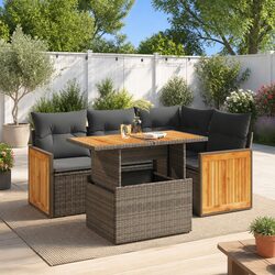 5-Piece Outdoor Sofa Set in Grey Rattan
