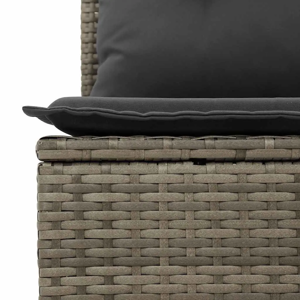 6 Piece Outdoor Garden Sofa Set Grey Poly Rattan Patio Furniture with Cushions
