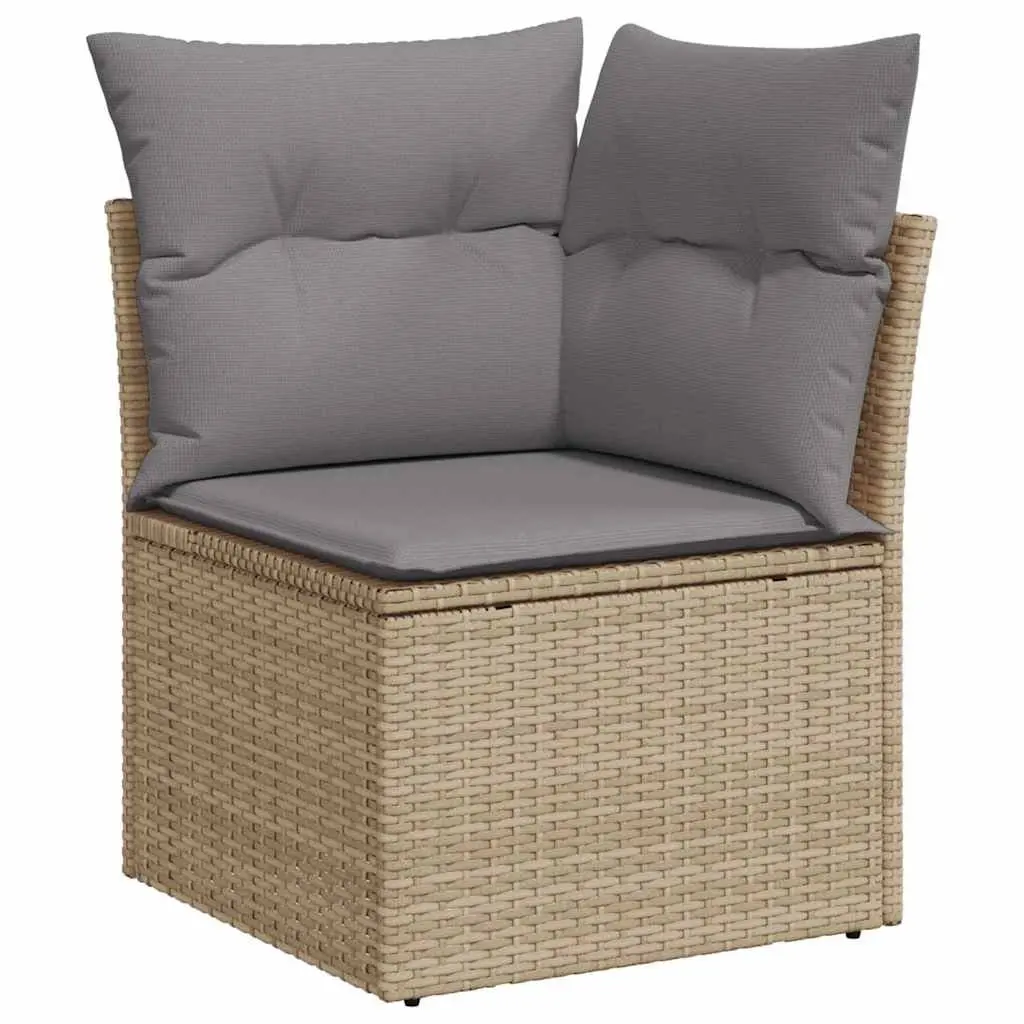 Garden Sofa Set 11 Piece Outdoor Furniture Beige Poly Rattan Patio Seating