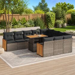 Compact 11 Piece Grey Garden Sofa Set, Built for Comfort