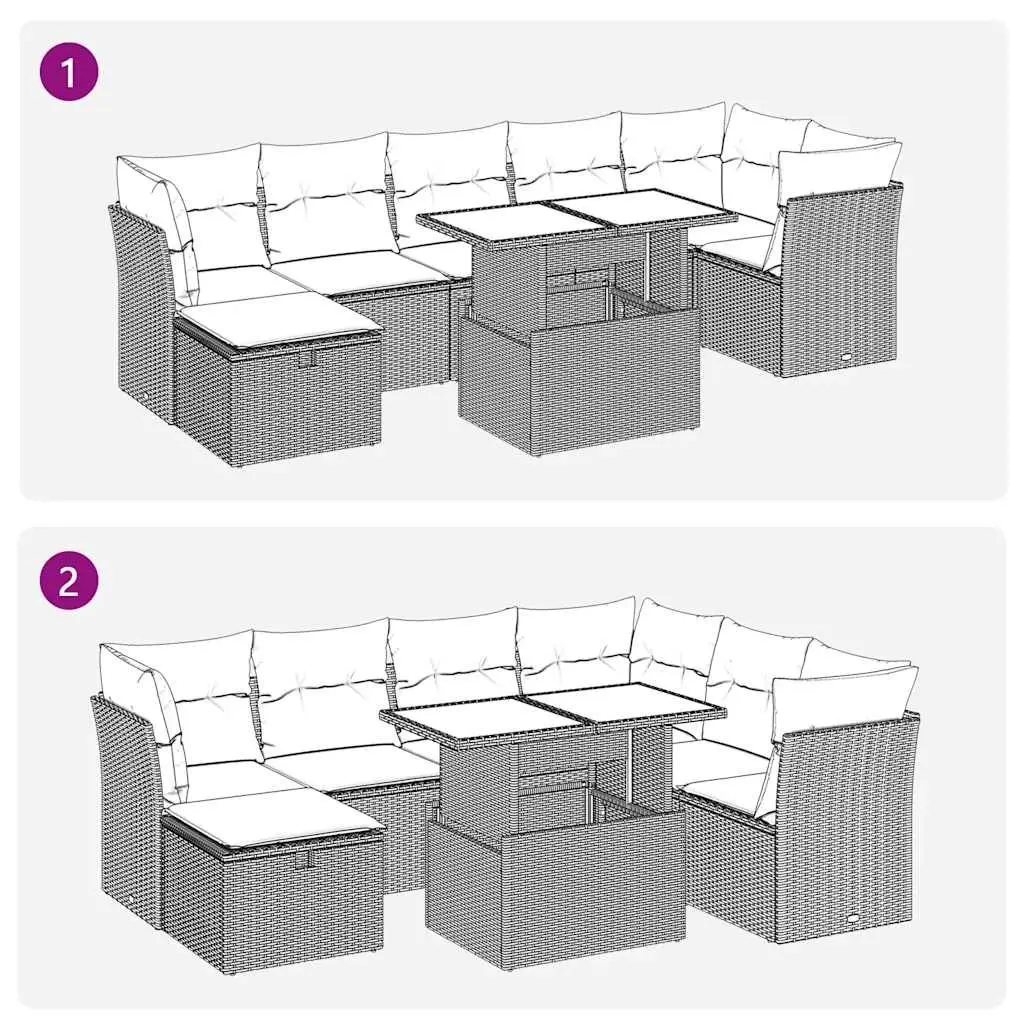 Garden Sofa Set 8 Piece Outdoor Patio Furniture Black Poly Rattan Modular