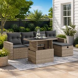 6 Piece Outdoor Sofa Set in Grey