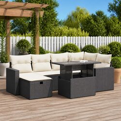 7 Piece Modular Outdoor Sofa Set - Black Rattan
