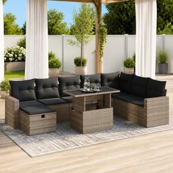 Compact 9 Piece Grey Outdoor Sofa Set - Perfect for Relaxation
