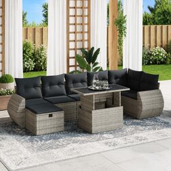 Compact and Stylish 8-Piece Grey Garden Sofa Set