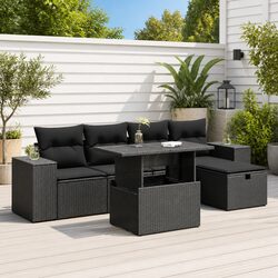 6-Piece Outdoor Sofa Set in Black