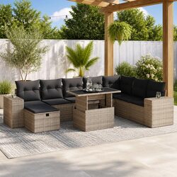 9 Piece Garden Sofa Set in Grey