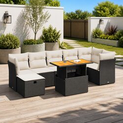 Garden Sofa Set 8 Piece Outdoor Furniture Black Poly Rattan Modular Patio Lounge