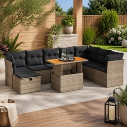 9-Piece Grey Garden Sofa Set - Smart, Durable Design