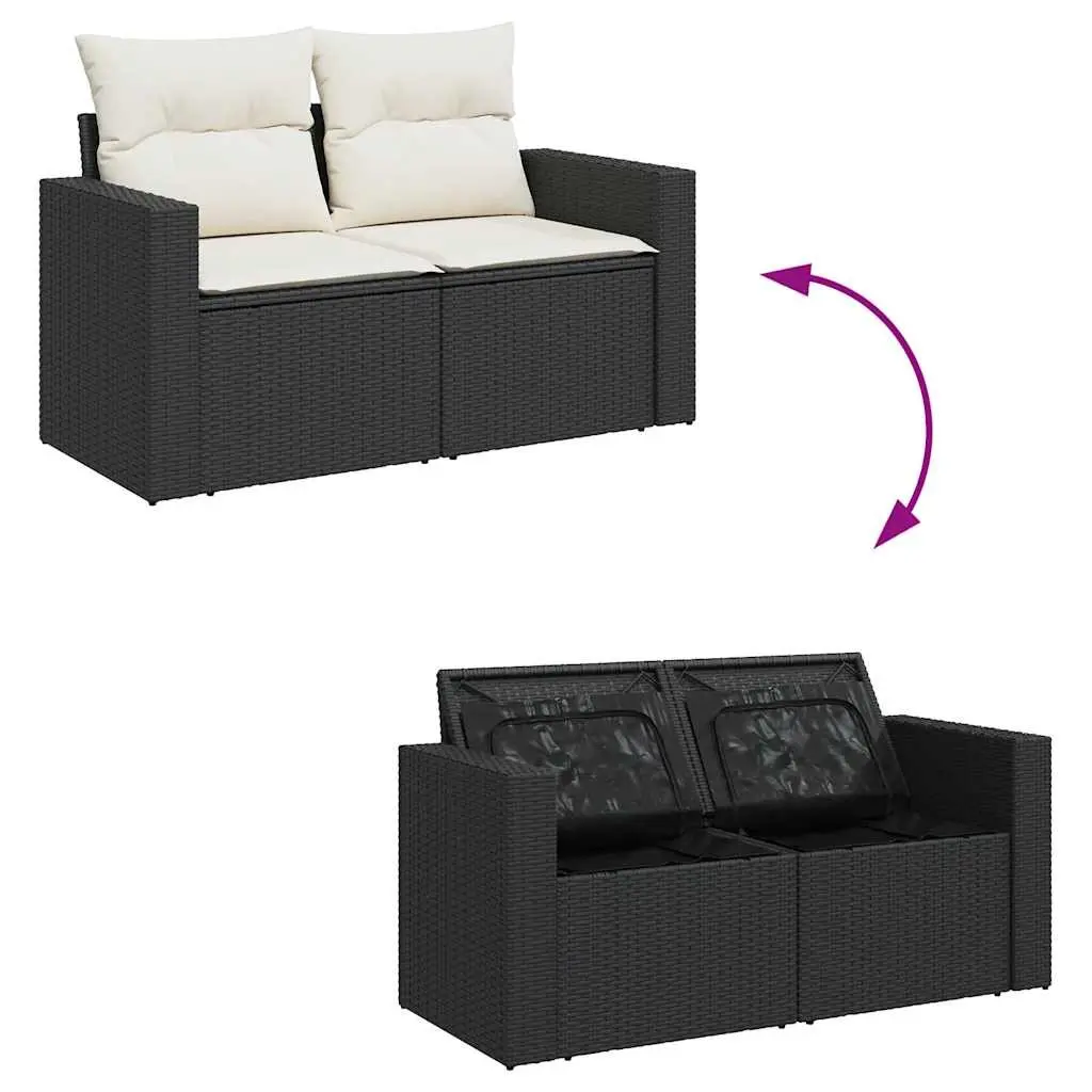 6 Piece Garden Sofa Set Outdoor Patio Furniture with Cushions Storage Black