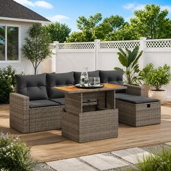 6-Piece Grey Modular Sofa Set for Outdoor Relaxation