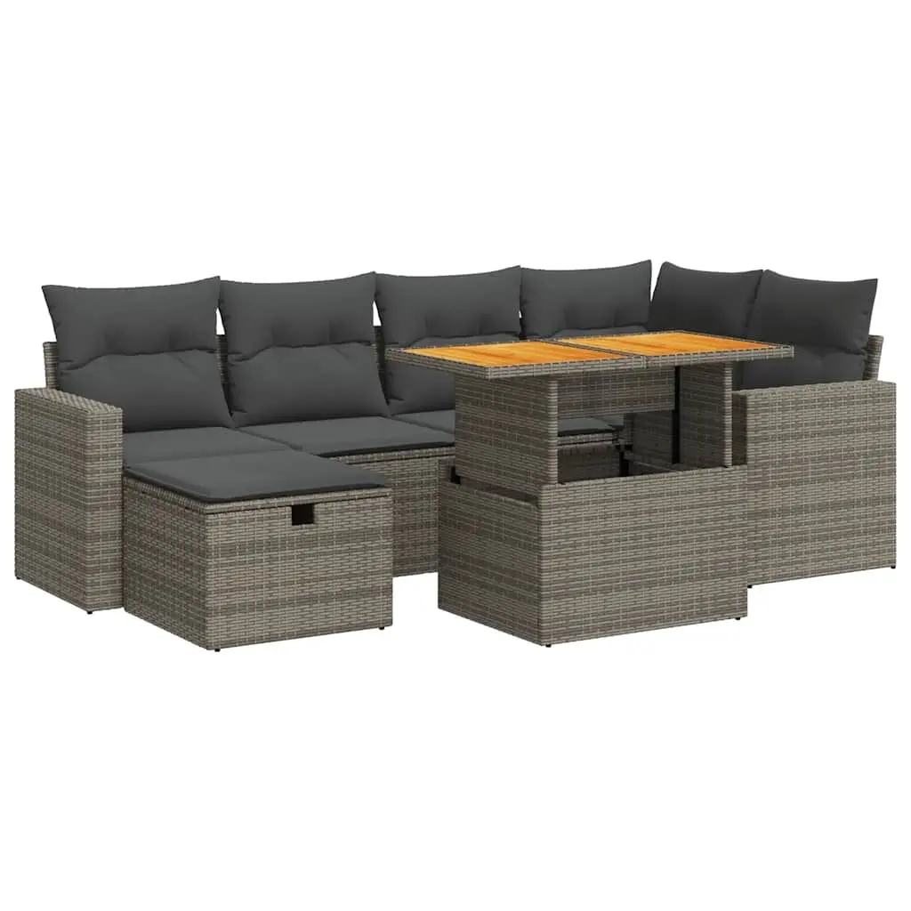 Garden Sofa Set 8 Piece Outdoor Furniture Grey Poly Rattan with Cushions Modular