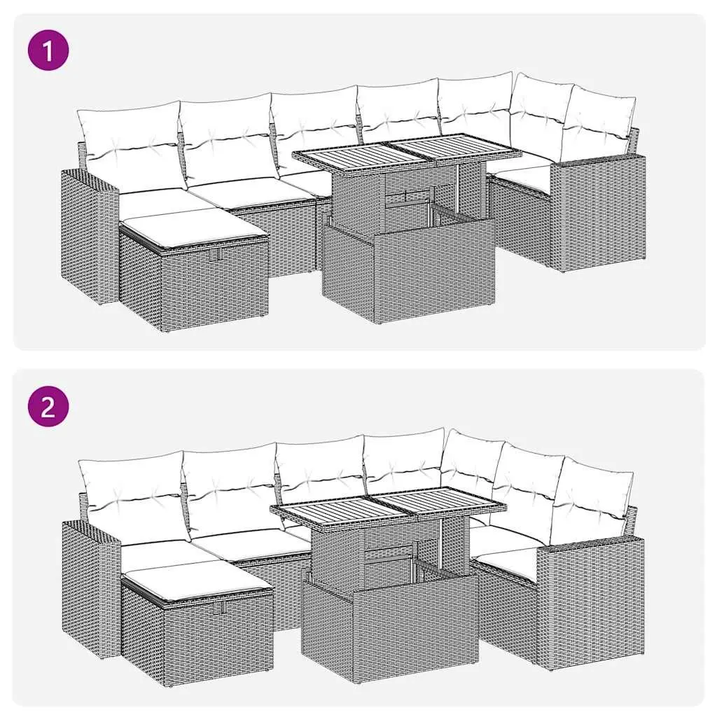 5 Piece Outdoor Garden Sofa Set with Storage Cushions Black Poly Rattan Patio