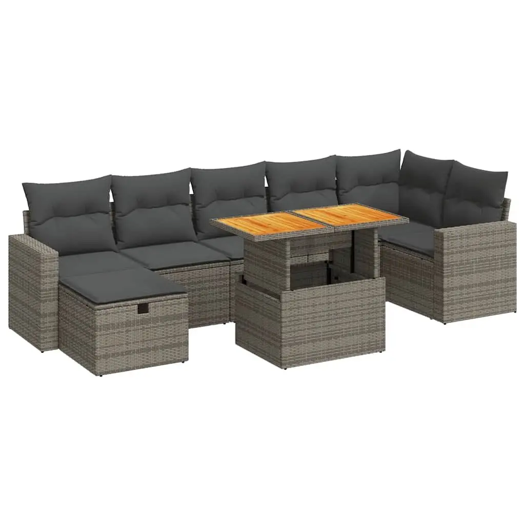 5 Piece Garden Sofa Set Grey Modular Outdoor Furniture with Cushions