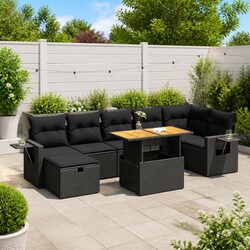5-Piece Black Rattan Garden Sofa Set for Outdoor Use