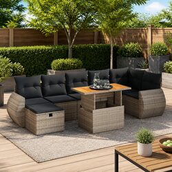 Garden Sofa Set 5 Piece Grey Outdoor Furniture Cushions Modular Patio Lounge
