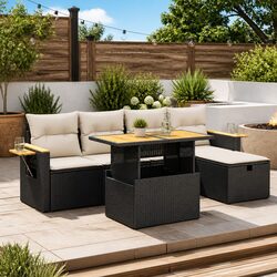 6-Piece Black Outdoor Sofa Set for Relaxation
