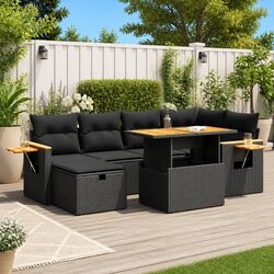 8-Piece Garden Sofa Set with Adjustable Height Table