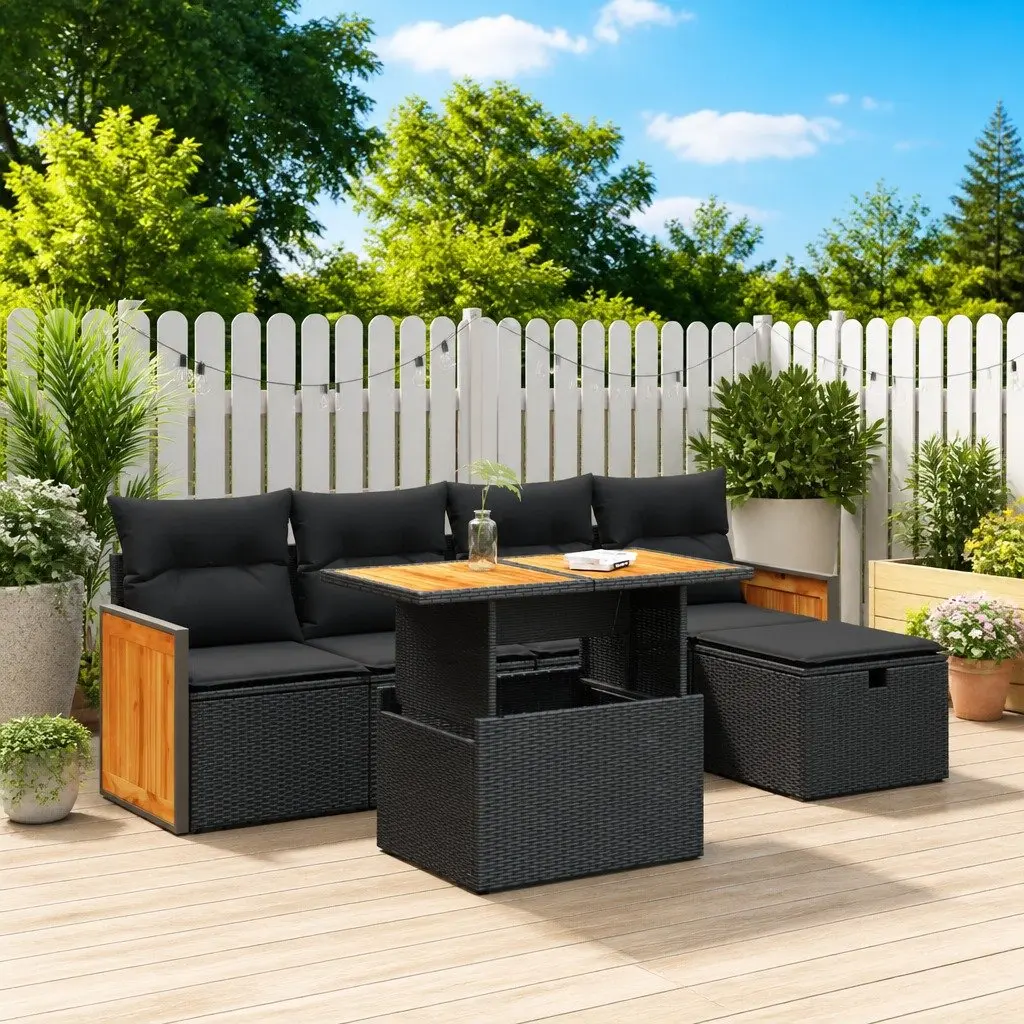 6-Piece Garden Sofa Set with Adjustable Tabletop