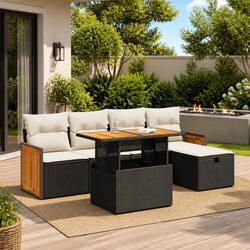 Compact 6 Piece Garden Sofa Set in Black for Every Home