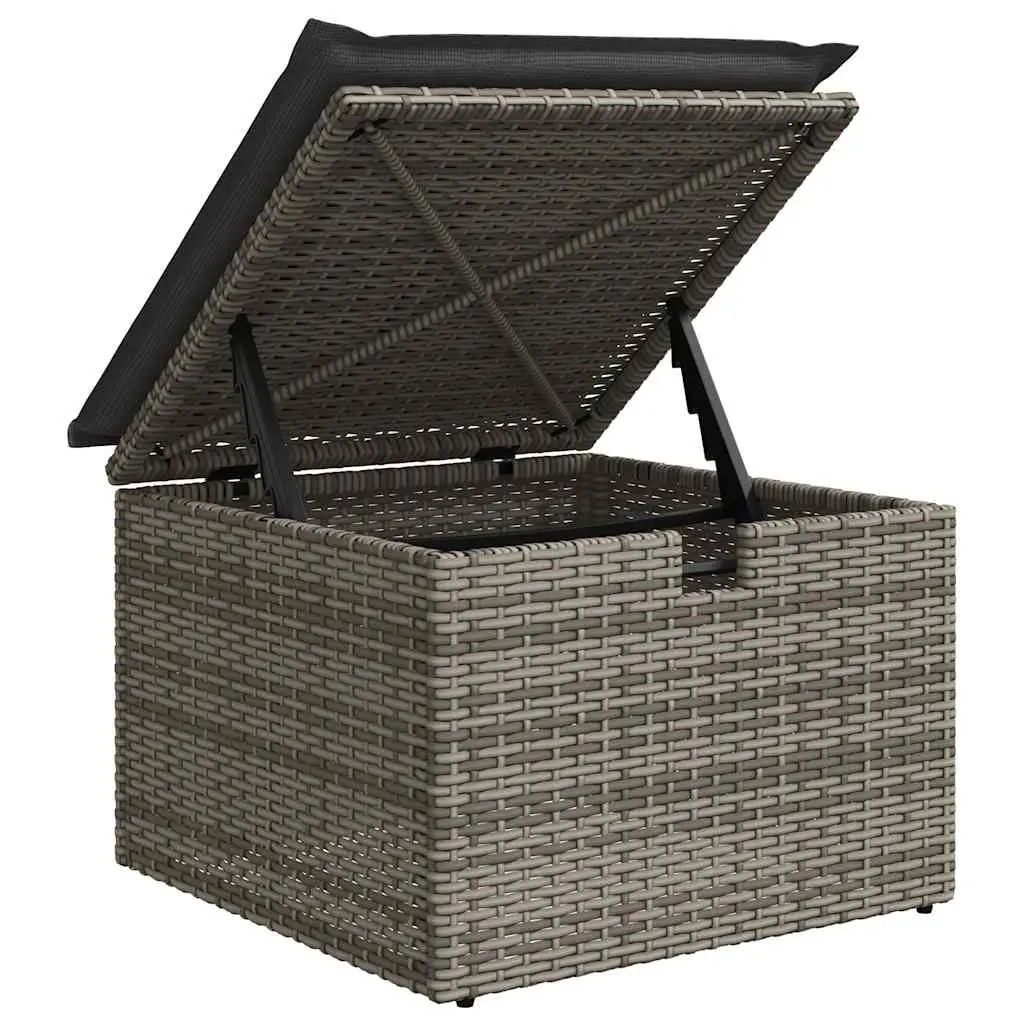 Garden Sofa Set 6 Piece Outdoor Furniture with Storage Cushions Grey Poly Rattan
