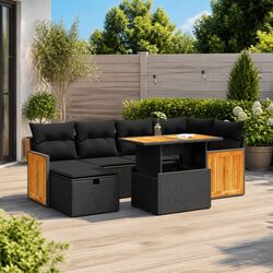 Garden Sofa Set 8 Piece Outdoor Furniture with Storage Cushions Black Rattan