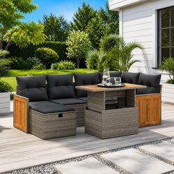 Concise 8-Piece Garden Sofa Set with Adjustable Table