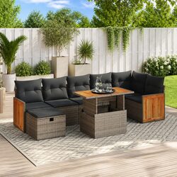 Garden Sofa Set 5 Piece Outdoor Furniture Grey Poly Rattan Patio Lounge Seating