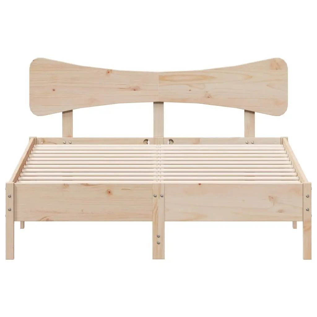 Solid Wood Bed Frame Brown 135x190 cm Slatted Base