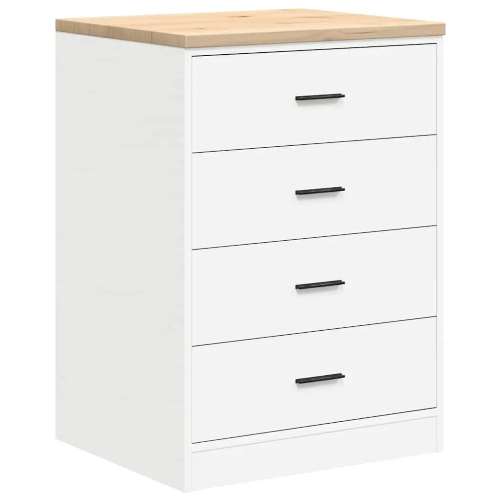 Garage Storage Cabinets White 2pc Engineered Wood Heavy-Duty Tool Organiser with Solid Work Surface