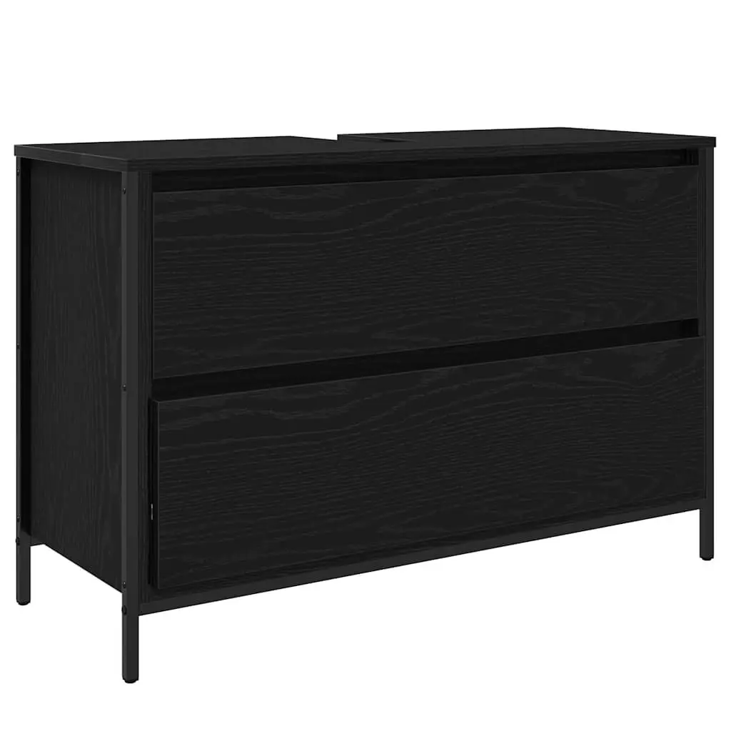 Bathroom Furniture Set 3 Piece Black Oak Vanity Storage Cabinet Unit Set