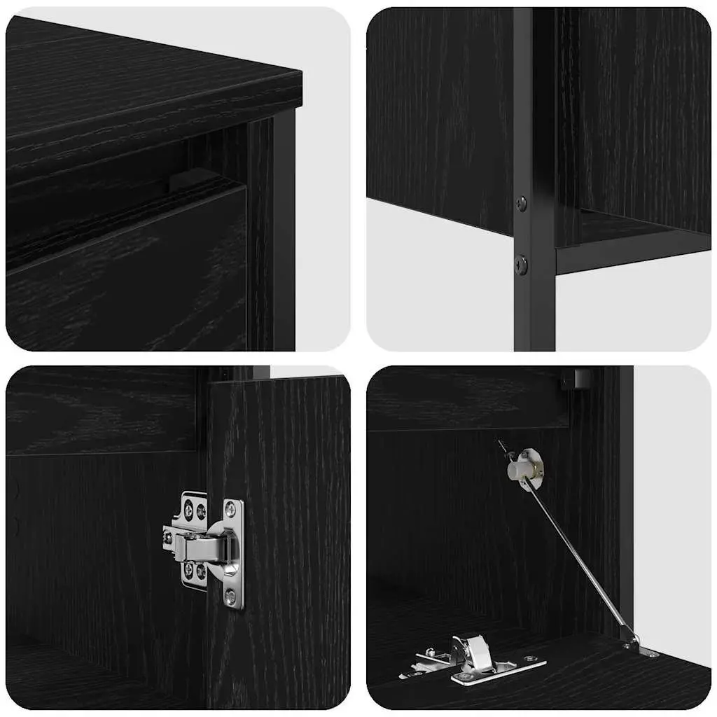 Bathroom Furniture Set 3 Piece Black Oak Vanity Storage Cabinet Unit Set