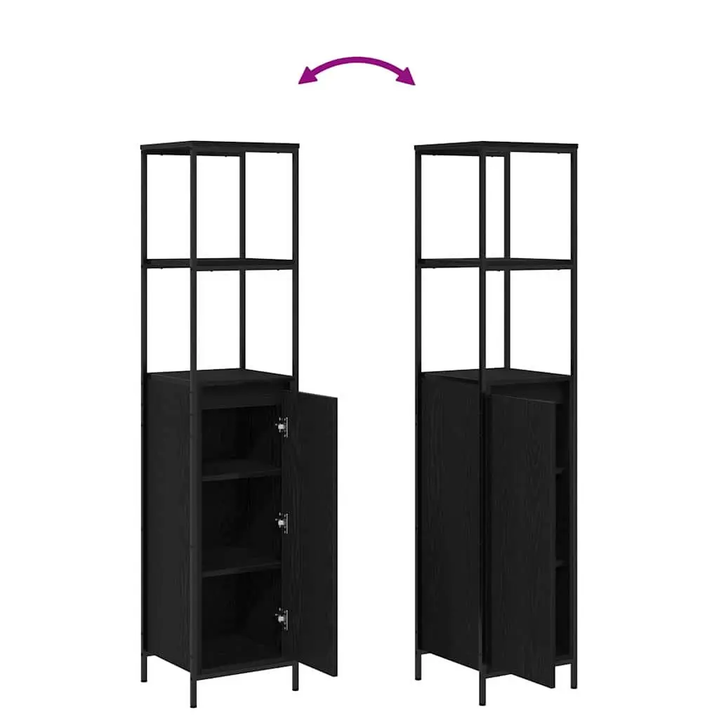 Bathroom Furniture Set Black Oak 5 Piece Vanity Storage Cabinet Mirror