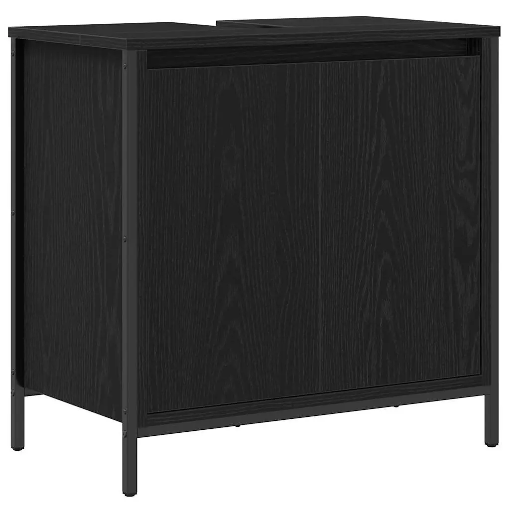 Bathroom Furniture Set Black Oak 5 Piece Vanity Storage Cabinet Mirror