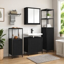 Compact 3-Piece Bathroom Vanity Set in Black Oak